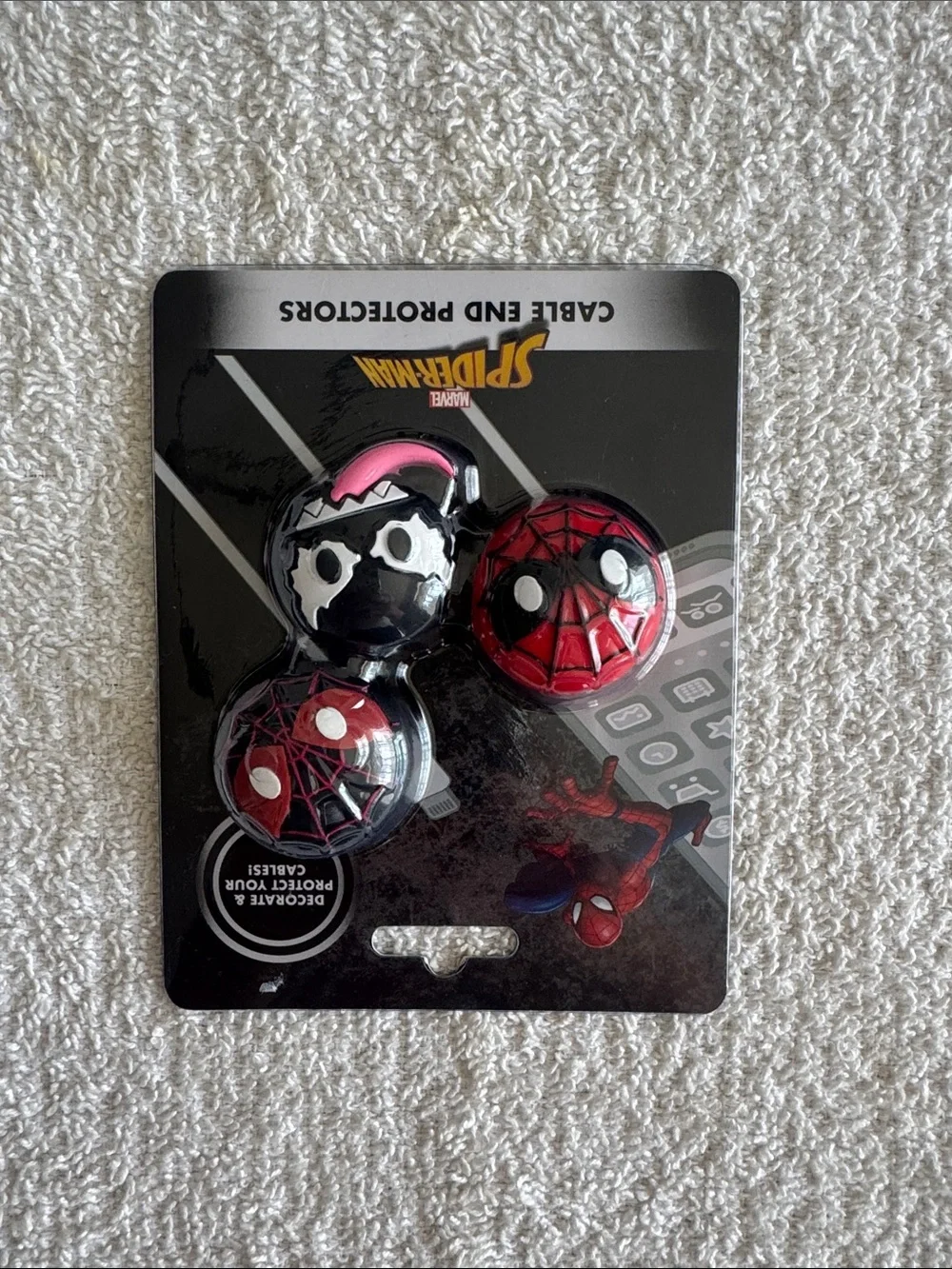 Marvel Spider-Man & Venom Cable End Protectors - Red, Black, White
